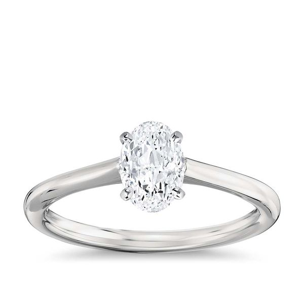 White Gold Oval Solitaire Diamond Engagement Ring SVS Fine Jewelry Oceanside, NY