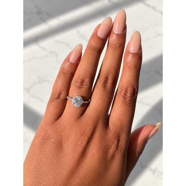 Round Diamond Halo Engagement Ring, 0.72ct Center, 14K White Gold, 0.93ctw Image 4 SVS Fine Jewelry Oceanside, NY