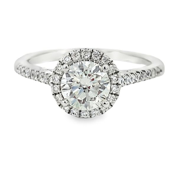 Round Diamond Halo Engagement Ring, 0.72ct Center, 14K White Gold, 0.93ctw SVS Fine Jewelry Oceanside, NY