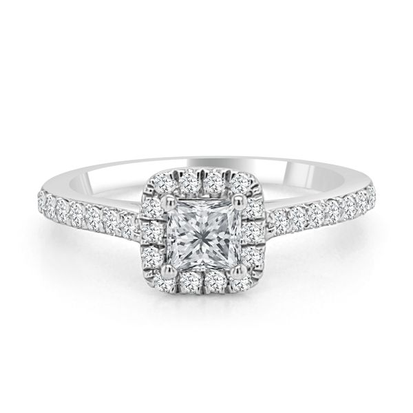 14K White Gold Princess Halo Diamond Engagement Ring SVS Fine Jewelry Oceanside, NY