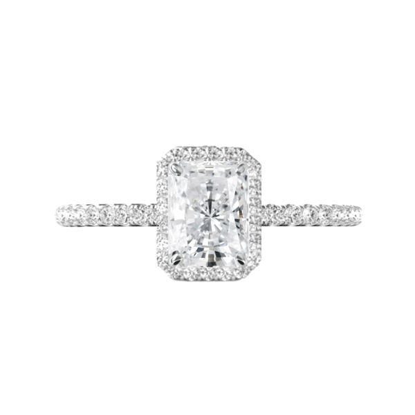 14K White Gold Radiant Halo Diamond Engagement Ring SVS Fine Jewelry Oceanside, NY