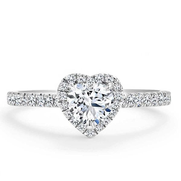 14K White Gold Heart Halo Diamond Engagement Ring SVS Fine Jewelry Oceanside, NY