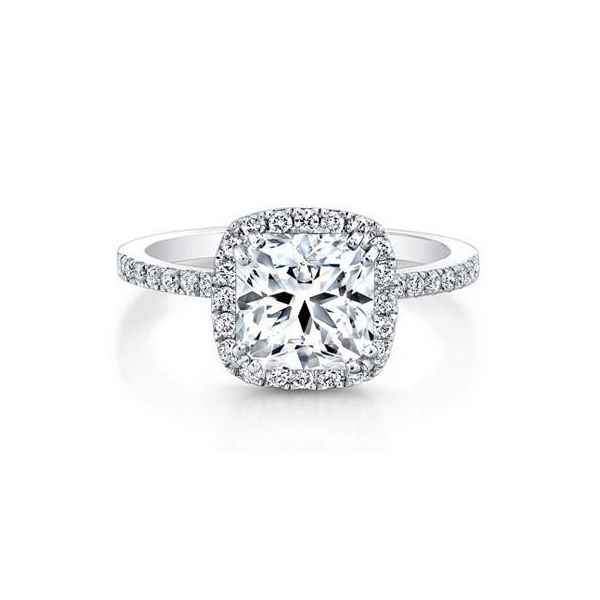 14K White Gold Cushion Halo Diamond Engagement Ring SVS Fine Jewelry Oceanside, NY