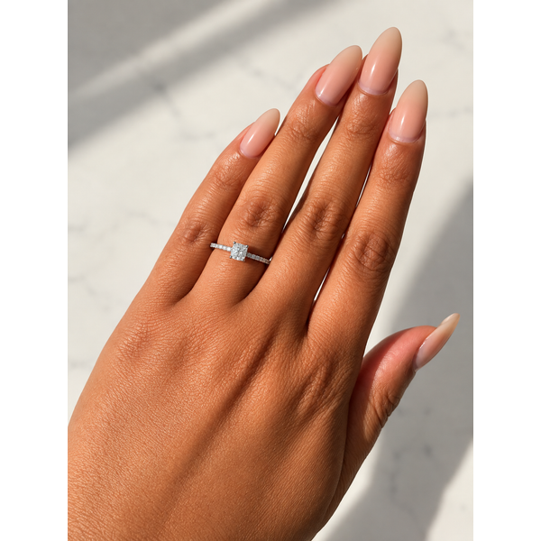 Forevermark Cushion Engagement Ring, Pavé Band, Platinum, 0.62ctw Image 4 SVS Fine Jewelry Oceanside, NY