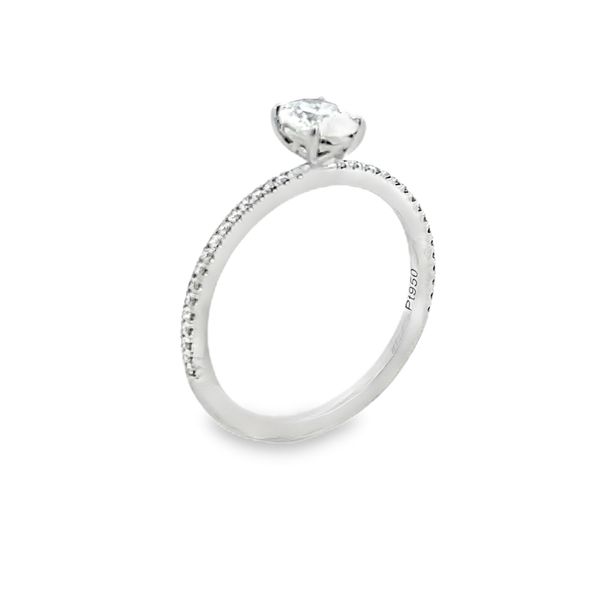 Forevermark Oval Engagement Ring, Pavé Band, Platinum, 0.66ctw Image 2 SVS Fine Jewelry Oceanside, NY