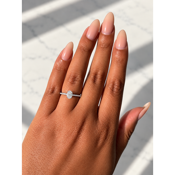 Forevermark Oval Engagement Ring, Pavé Band, Platinum, 0.66ctw Image 4 SVS Fine Jewelry Oceanside, NY
