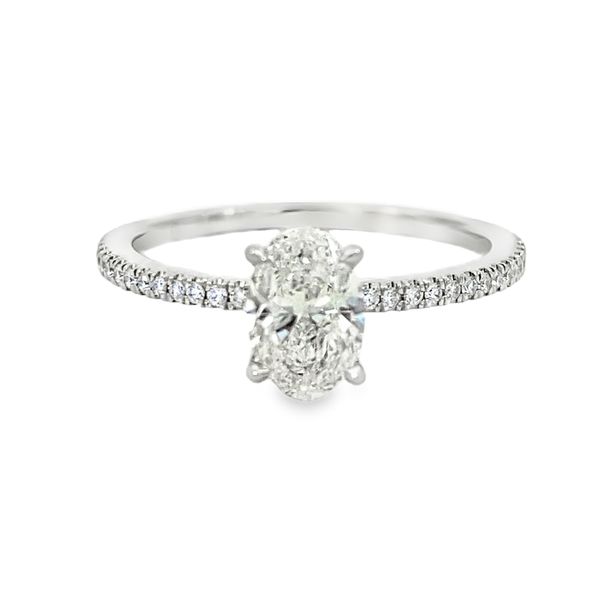 Forevermark Oval Engagement Ring, Pavé Band, Platinum, 0.82ctw Image 2 SVS Fine Jewelry Oceanside, NY