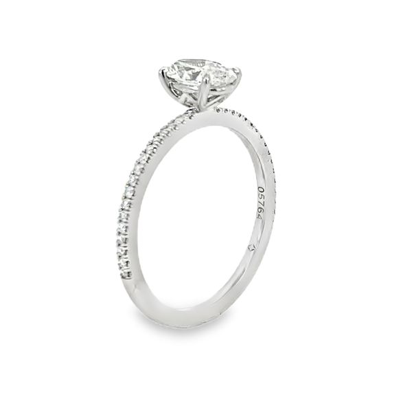 Forevermark Oval Engagement Ring, Pavé Band, Platinum, 0.82ctw Image 3 SVS Fine Jewelry Oceanside, NY