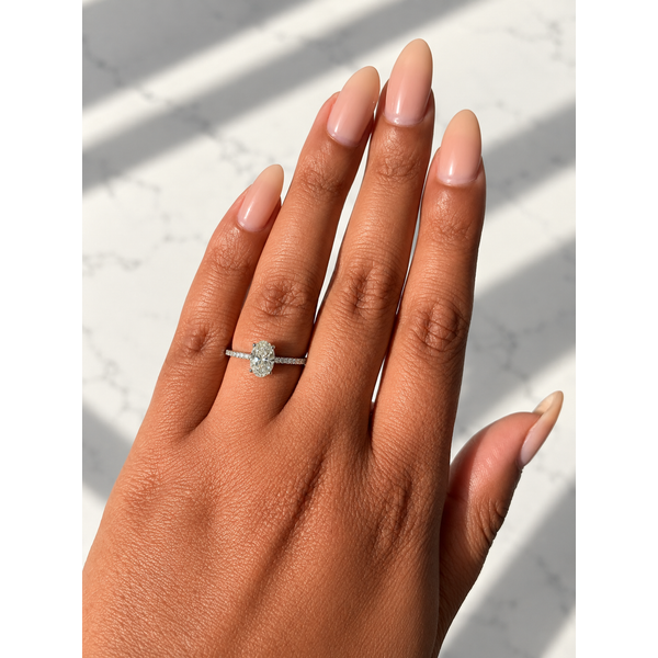 Forevermark Oval Engagement Ring, Pavé Band, Platinum, 0.82ctw Image 4 SVS Fine Jewelry Oceanside, NY