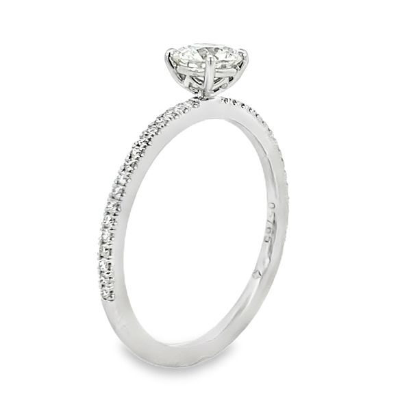 Forevermark Round Engagement Ring, Pavé Band, Platinum, 0.65ctw Image 3 SVS Fine Jewelry Oceanside, NY