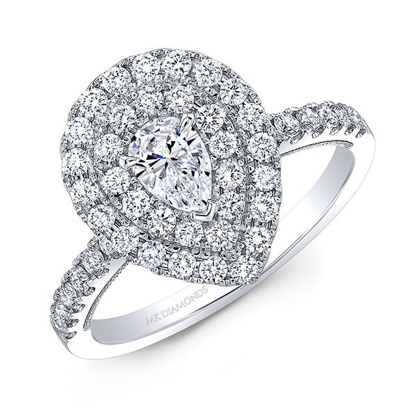 SVS Signature Pear Double Halo Engagement Ring, 0.99cttw SVS Fine Jewelry Oceanside, NY