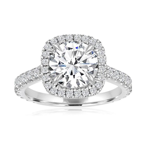 SVS Signature Cushion Halo Round Engagement Ring SVS Fine Jewelry Oceanside, NY