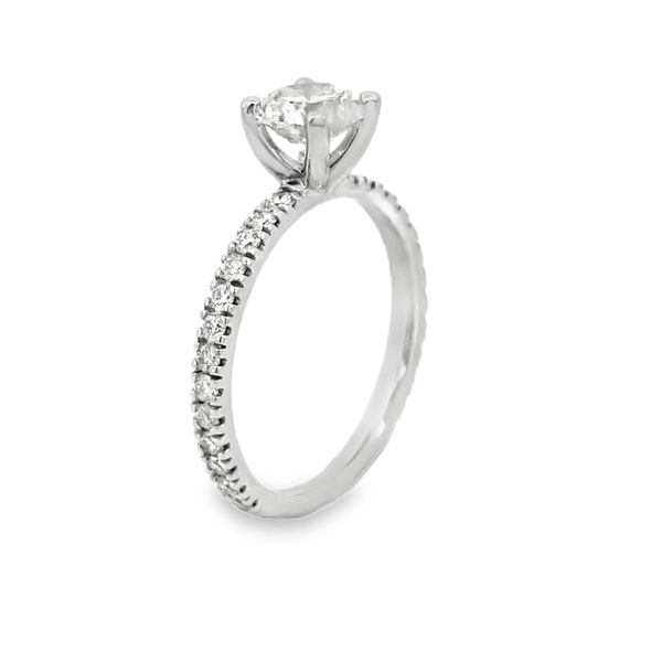Round Diamond Engagement Ring with Pavé Shank, 14K White Gold, 1.35ctw Image 3 SVS Fine Jewelry Oceanside, NY