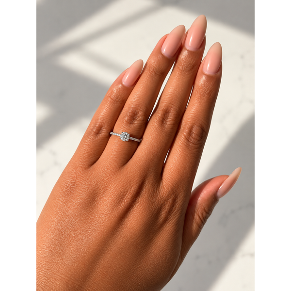 Forevermark Icon Round Engagement Ring, Pavé Band, Platinum, 0.72ctw Image 4 SVS Fine Jewelry Oceanside, NY