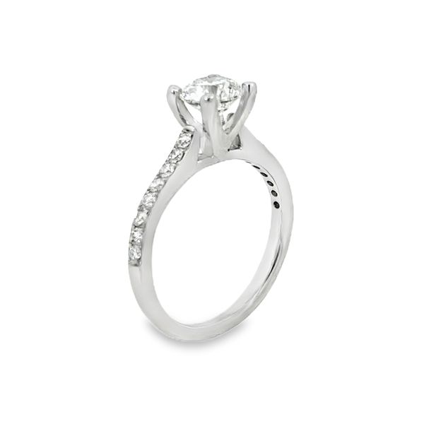 Forevermark Round Diamond Engagement Ring, Pavé Shank, 14K White Gold, 1.21ctw Image 2 SVS Fine Jewelry Oceanside, NY