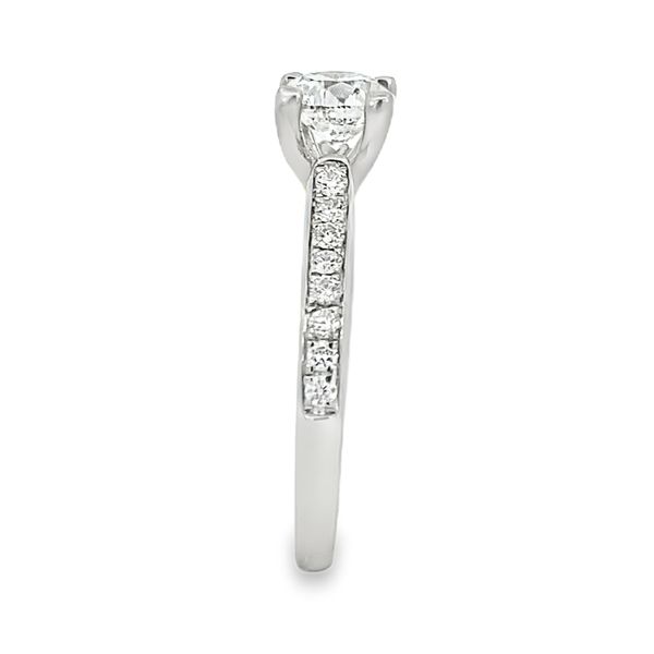 Forevermark Round Diamond Engagement Ring, Pavé Shank, 14K White Gold, 1.21ctw Image 3 SVS Fine Jewelry Oceanside, NY