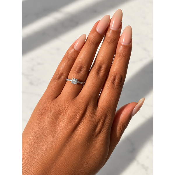 Forevermark Round Diamond Engagement Ring, Pavé Shank, 14K White Gold, 1.21ctw Image 4 SVS Fine Jewelry Oceanside, NY