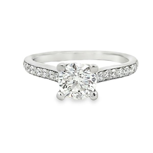 Forevermark Round Diamond Engagement Ring, Pavé Shank, 14K White Gold, 1.21ctw SVS Fine Jewelry Oceanside, NY