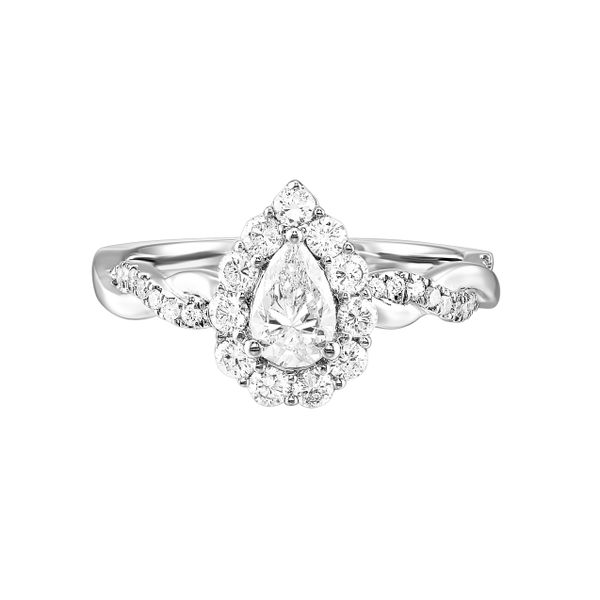 Lab Grown Pear Shaped Diamond Halo Engagement Ring SVS Fine Jewelry Oceanside, NY