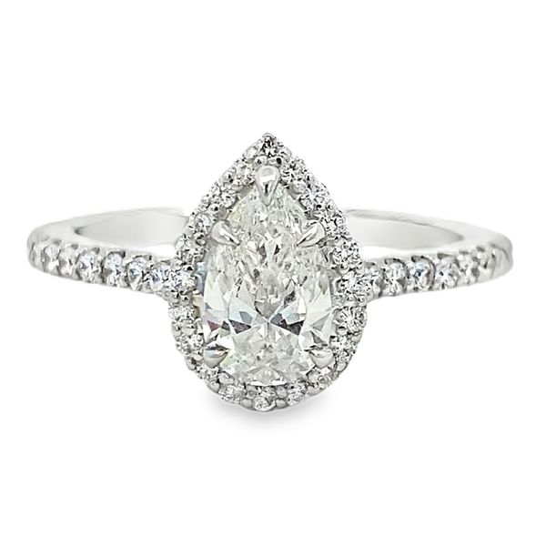 A.JAFFE Pear Halo Engagement Ring, 0.72ct GIA Center, 14K White Gold, 1.50ctw Image 3 SVS Fine Jewelry Oceanside, NY