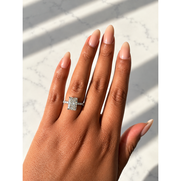 Radiant Cut Diamond Engagement Ring, 5.01ct GIA Center, Pavé Shank, 14K White Gold, 5.36ctw Image 4 SVS Fine Jewelry Oceanside, NY