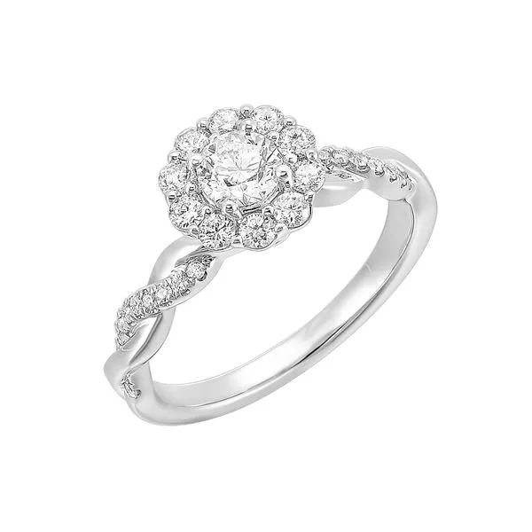 Lab Grown Diamond Halo Twist Engagement Ring, .83ctw Image 3 SVS Fine Jewelry Oceanside, NY