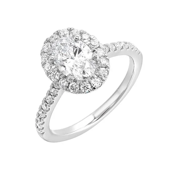 Lab Grown Oval Diamond Halo Engagement Ring, 1.51ctw