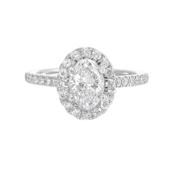 Lab Grown Oval Diamond Halo Engagement Ring, 1.51ctw