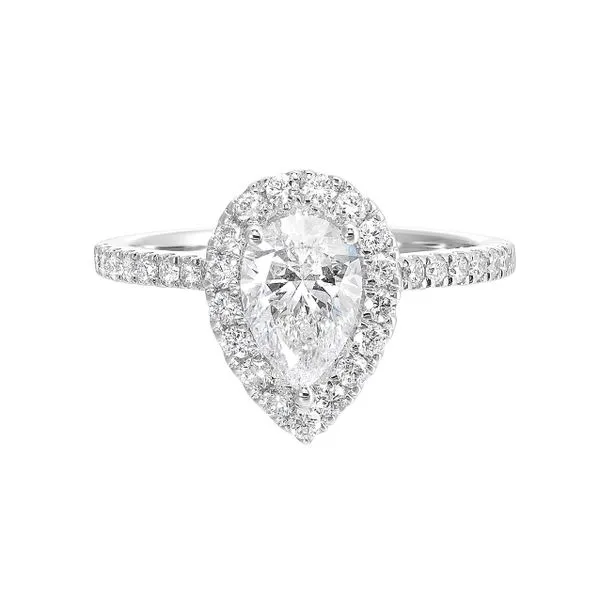 Lab Grown Pear Shaped Diamond Halo Engagement Ring, 1.51ctw Image 2 SVS Fine Jewelry Oceanside, NY