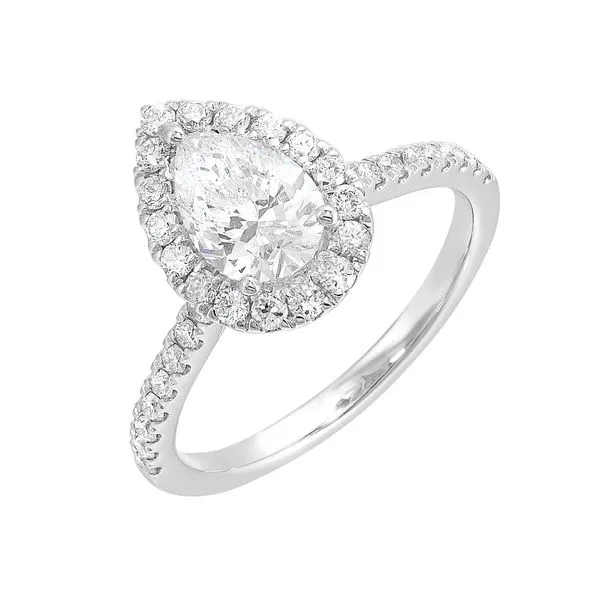 Lab Grown Pear Shaped Diamond Halo Engagement Ring, 1.51ctw Image 4 SVS Fine Jewelry Oceanside, NY