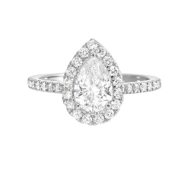 Lab Grown Pear Shaped Diamond Halo Engagement Ring, 1.51ctw SVS Fine Jewelry Oceanside, NY