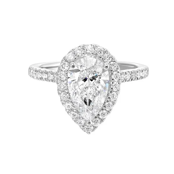 Lab Grown Pear Shaped Diamond Halo Engagement Ring, 2.645ctw Image 2 SVS Fine Jewelry Oceanside, NY