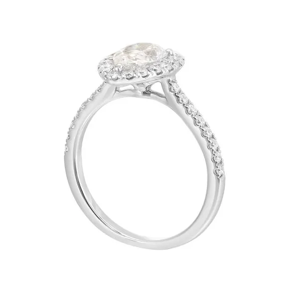Lab Grown Pear Shaped Diamond Halo Engagement Ring, 1.415ctw