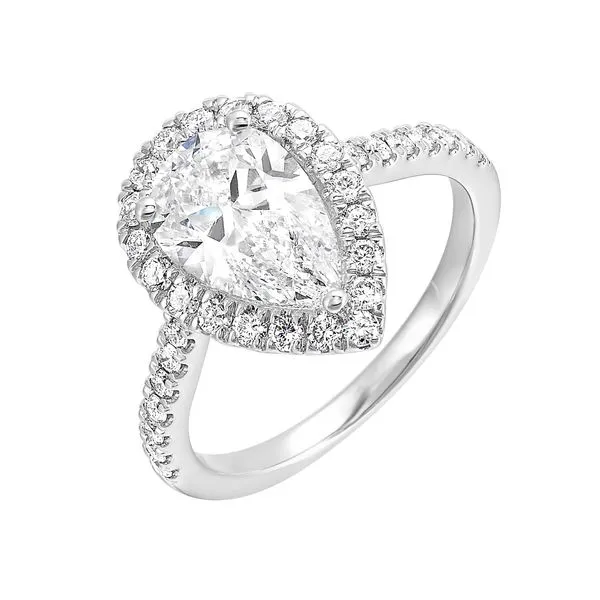 Lab Grown Pear Shaped Diamond Halo Engagement Ring, 2.57ctw Image 3 SVS Fine Jewelry Oceanside, NY
