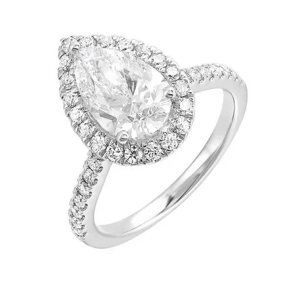 Lab Grown Pear Shaped Diamond Halo Engagement Ring, 2.57ctw Image 4 SVS Fine Jewelry Oceanside, NY