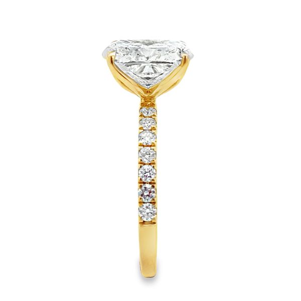 Yellow Gold Cushion Lab Grown Diamond Engagement Ring 3.41ctw Image 2 SVS Fine Jewelry Oceanside, NY