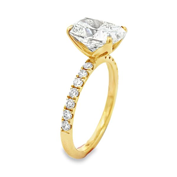 Yellow Gold Cushion Lab Grown Diamond Engagement Ring 3.41ctw Image 3 SVS Fine Jewelry Oceanside, NY