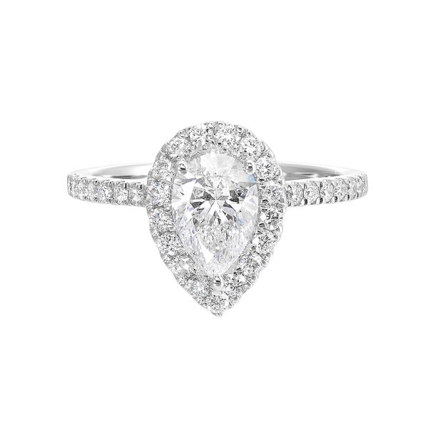 Lab Grown Pear Shaped Diamond Halo Engagement Ring, 1.415ctw Image 2 SVS Fine Jewelry Oceanside, NY