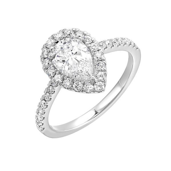 Lab Grown Pear Shaped Diamond Halo Engagement Ring, 1.395ctw Image 3 SVS Fine Jewelry Oceanside, NY