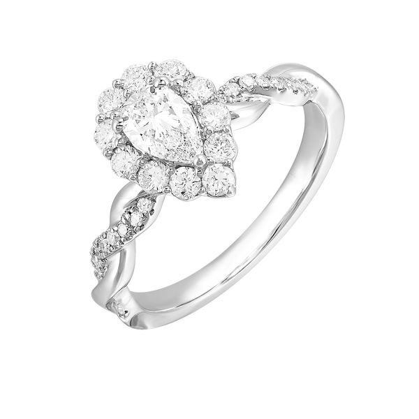 Lab Grown Pear Shaped Diamond Halo Engagement Ring, .92ctw Image 2 SVS Fine Jewelry Oceanside, NY