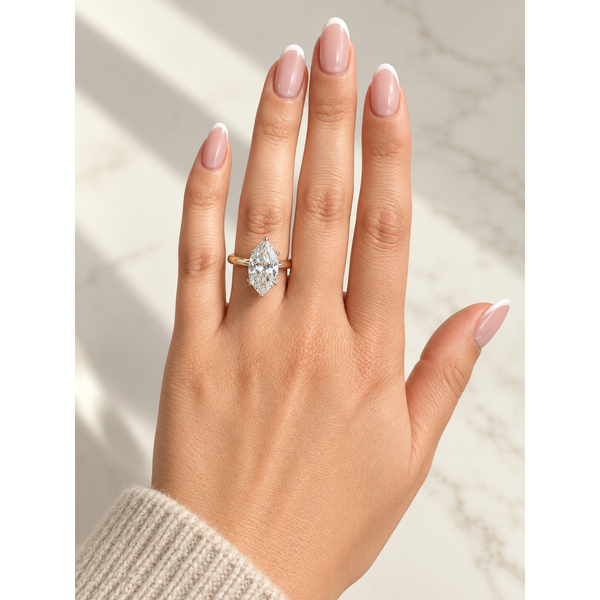 Tulip Blue 4.03 ct Marquise Lab Grown Diamond Hidden Halo Engagement Ring Image 3 SVS Fine Jewelry Oceanside, NY