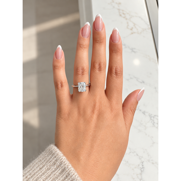 Tulip Blue 4.01 ct Elongated Cushion Lab Grown Diamond Hidden Halo Engagement Ring Image 3 SVS Fine Jewelry Oceanside, NY