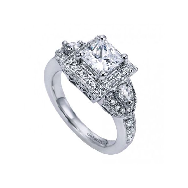 Gabriel & Co. Victorian 14K White Gold Engagement Ring Image 2 SVS Fine Jewelry Oceanside, NY