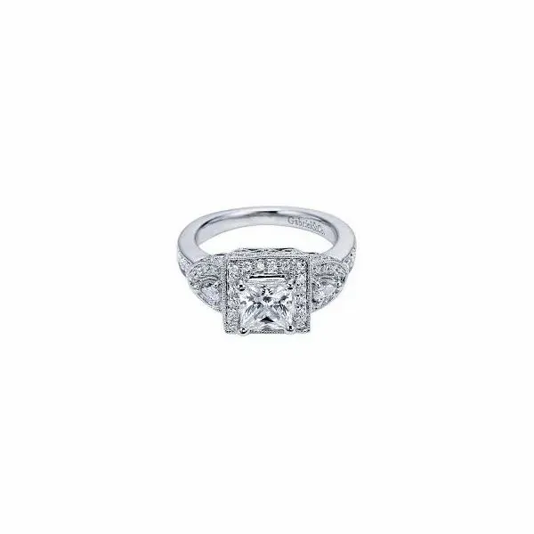 Gabriel & Co. Victorian 14K White Gold Engagement Ring SVS Fine Jewelry Oceanside, NY