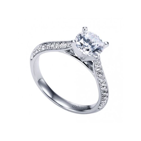 Gabriel & Co. Victorian 14K White Gold Engagement Ring Image 2 SVS Fine Jewelry Oceanside, NY