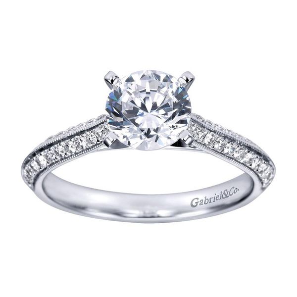 Gabriel & Co. Victorian 14K White Gold Engagement Ring Image 3 SVS Fine Jewelry Oceanside, NY