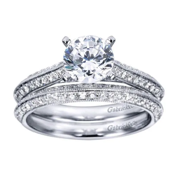 Gabriel & Co. Victorian 14K White Gold Engagement Ring Image 4 SVS Fine Jewelry Oceanside, NY