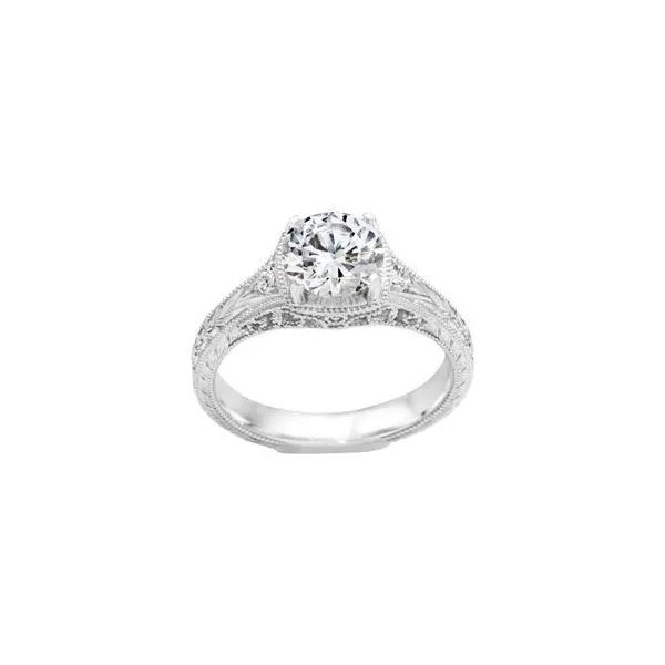 True Romance 14K White Gold Etched Engagement Ring SVS Fine Jewelry Oceanside, NY