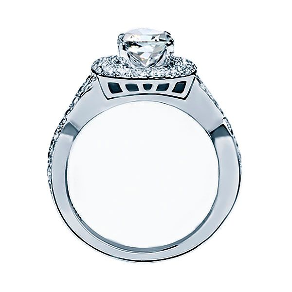 True Romance 14K White Gold Twisted Shank Cushion Halo Engagement Ring Image 2 SVS Fine Jewelry Oceanside, NY