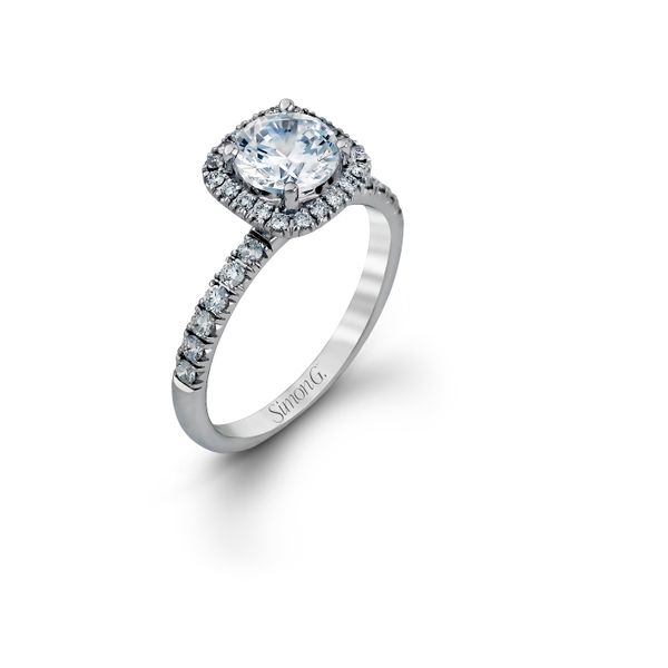 Simon G. 18K White Gold Halo Engagement Ring Mounting SVS Fine Jewelry Oceanside, NY